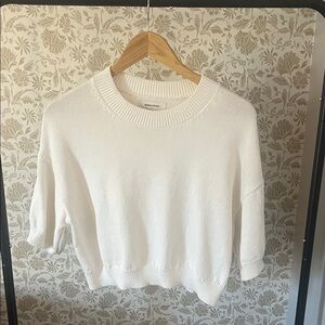 Banana Republic White Crewneck Short Sleeve Sweater